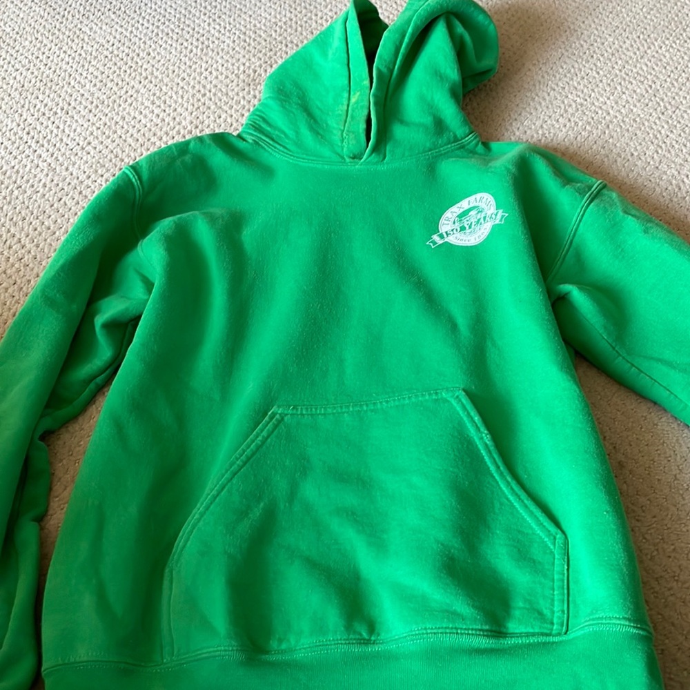 Green hoodie fits perfectly size small